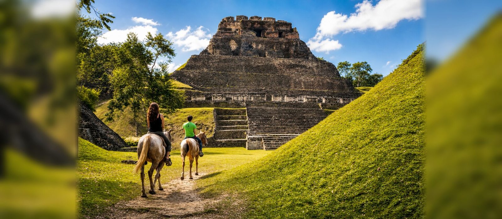 Guests enjoying Xunantunich, Horseback Riding and Belize City Tour from Belize City with Private Belize Adventure